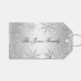 Silver Vinter Vonderland Jul Presentetikett