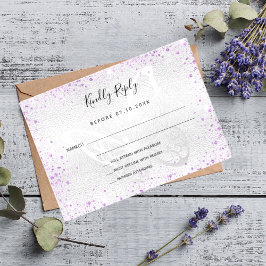 Silver violet glitter butterfly bröllop OSA Anteckningskort