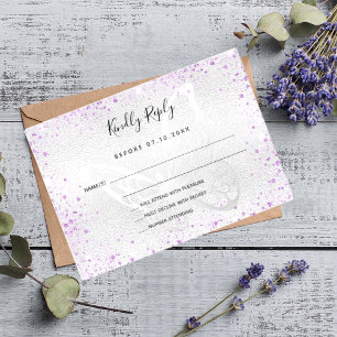 Silver violet glitter butterfly bröllop OSA Anteckningskort