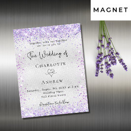 Silver violet glitter lyxinbjuden magnet