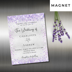 Silver violet glitter lyxinbjuden magnet