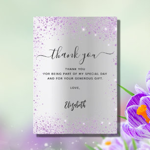 Silver violet glitter-miniatyrdiagram tack ditt ko inbjudningar