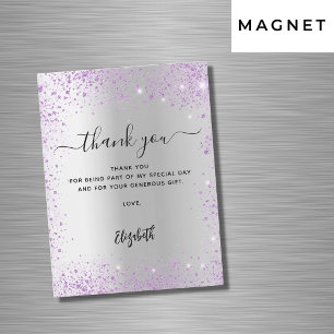Silver violet glitter-miniatyrdiagram tack ditt ko magnetisk inbjudningskort