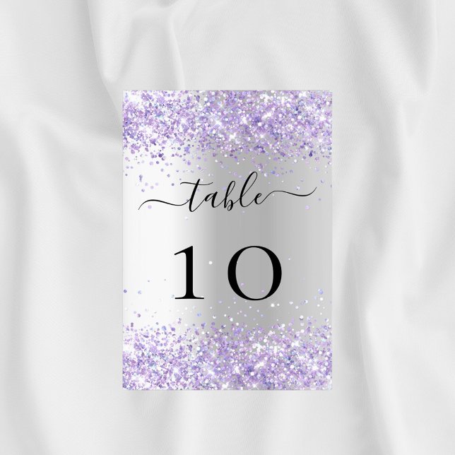 Silver violet lavender konetti bröllop bordsnummer (Skapare uppladdad)