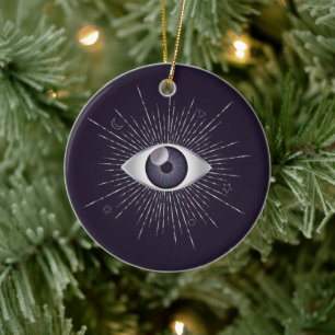 Silver & Violet Mystic Evil Öga Nazar Mati Julgransprydnad Keramik