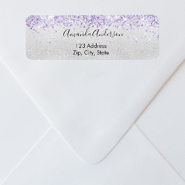 Silver violett glitter gnist returneradress returadress etikett