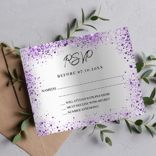 Silver violett lila budget bröllop svar OSA Flygblad