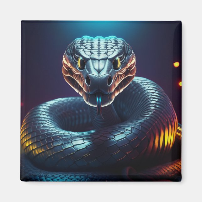 Silver Viper Orm Tunga Flickande Magnet (Framsidan)