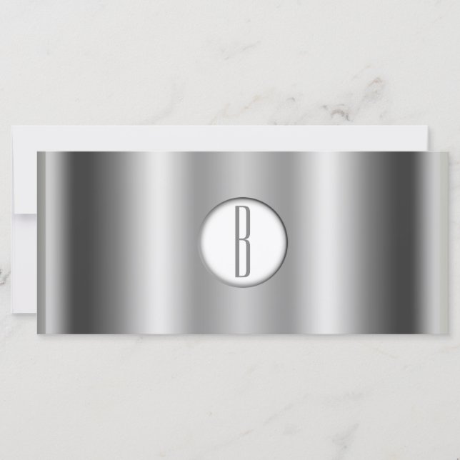 Silver Vit Blank Glänsande Monogrampresentcertifik (Framsida)