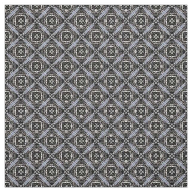 Silver, Vit och Svart Klinkermönster Tyg (Provkarta)