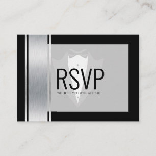 Silver, vit och svart rand tuxedo-bachelor pla placeringskort