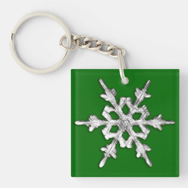 Silver & vit snöflake på gräs grönt (Framsidan)