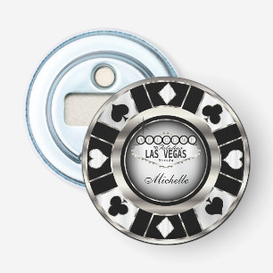 Silver, Vit, Svarta Poker Chip - Anpassa Flasköppnare