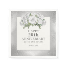 Silver Vita Blommigten 25:e Bröllop-årsdagen
