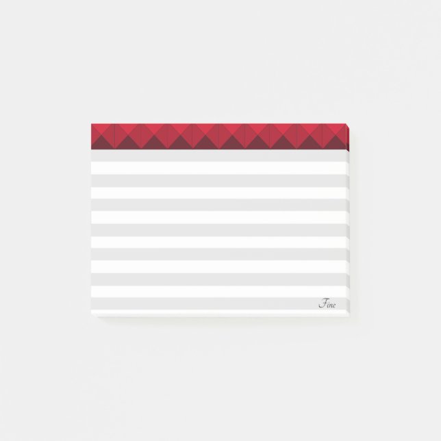 Silver & Vitrandiga & Burgunderfärgad rubrik Post-it Block (Framsida)