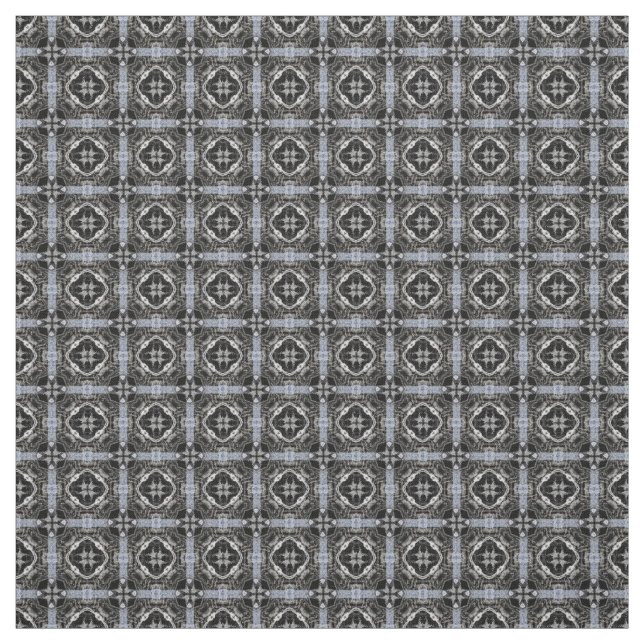 Silver, vitt och svart Mönster Tyg (Provkarta)