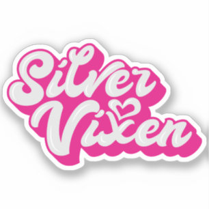 Silver Vixen Mature Woman Groovy Typography Klistermärken