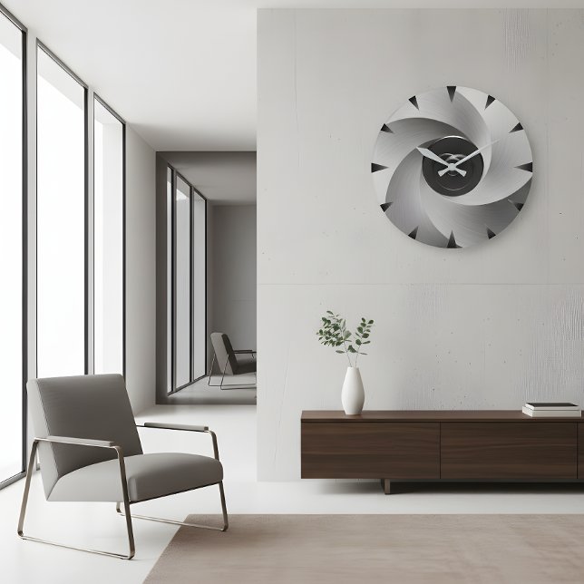 Silver Vortex Industrial Wall Clock Stor Klocka (Skapare uppladdad)