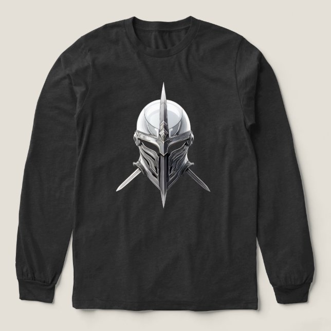 Silver Warrior Hjälm – Modern Minimalistisk Rustni T Shirt (Design framsida)