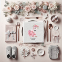 Silver Watercolor Ballerina Flamingo Baby Shower