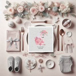 Silver Watercolor Ballerina Flamingo Baby Shower Pappersservett