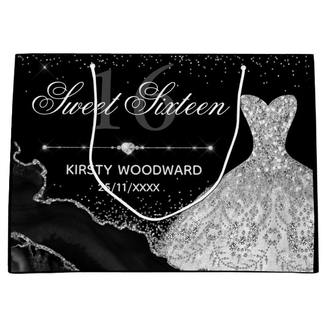Silver Watercolor Klänning & Glam Edge Sweet 16 (Framsidan)