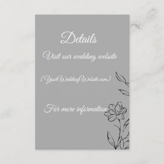 Silver Wedding Details Card – Editable 3.5x5 Weddi Tilläggskort