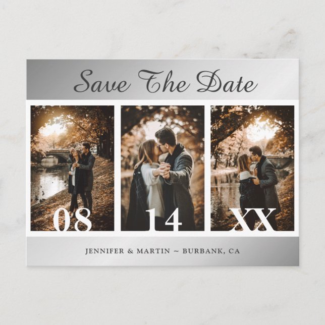 Silver Wedding Save The Date Postcards Meddelande Vykort (Framsida)