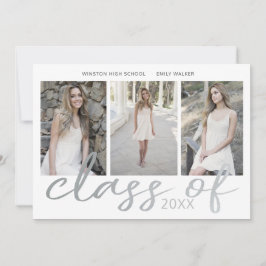 Silver Whimsical Script Photo Studenten Card Spara Datumet