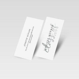Silver Whimsical Script Studenten Namn Card Mini Visitkort