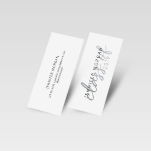 Silver Whimsical Script Studenten Namn Card Mini Visitkort