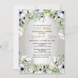 Silver White Anemone I Do BBQ Rehearsal Dinner Inbjudningar