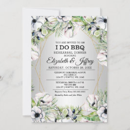 Silver White Anemone I Do BBQ Rehearsal Dinner Inv Inbjudningar