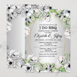 Silver White Anemone I Do BBQ Rehearsal Dinner Inv Inbjudningar