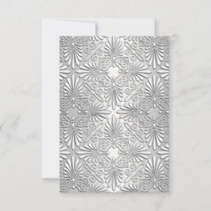Silver White Art Deco Damask OSA 2 Kort
