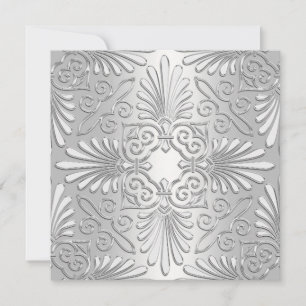 Silver & White Art Deco Dambrosk Bröllopsdusch Inbjudningar