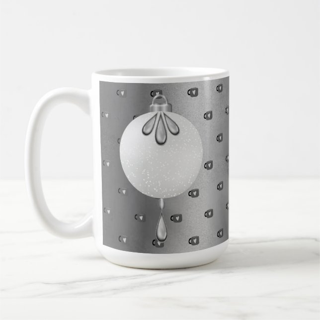 SILVER & WHITE CHRISTMAS ORNATIONS KAFFEMUGG (Vänster)