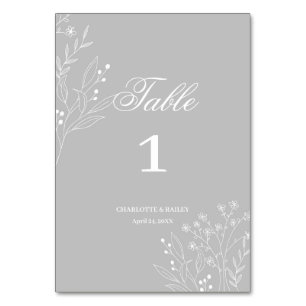 Silver White Corner Blommigt Boho Bröllop Bordsnummer
