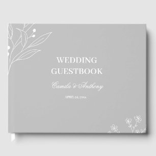 Silver White Corner Blommigt Boho Bröllop Gästböcker
