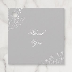 Silver White Corner Blommigt Boho Bröllop Gåvor Etiketter