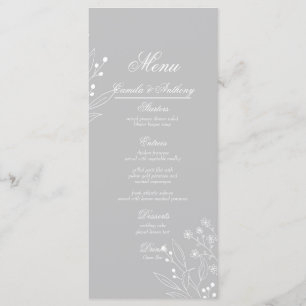 Silver White Corner Blommigt Boho Bröllop Meny