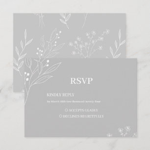 Silver White Corner Blommigt Boho Bröllop OSA Kort