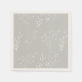 Silver White Corner Blommigt Boho Bröllop Pappersservett