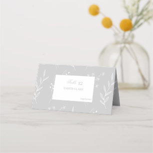 Silver White Corner Blommigt Boho Bröllop Placeringskort