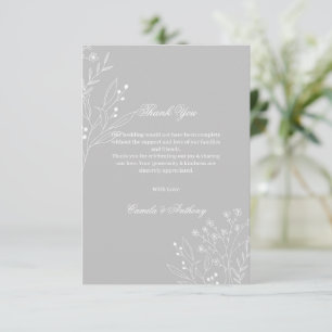 Silver White Corner Blommigt Boho Bröllop Tack Kort