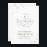 Silver & White | Den moderna Chicen 30års födelsed Inbjudningar<br><div class="desc">Låt oss fira 30års födelsedag med den här snyggten-festinbjudan. Den här designen har silver-typografi i chic på gnistra framsida och silver med ett foto på baksidan. Ersätt exempelfotot med ditt eller radera det om du inte vill ha det. Bakgrunden till färg är vit, men du kan gärna ändra den så...</div>