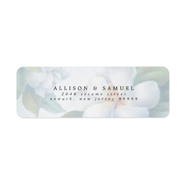 Silver White Dogwood Blommars Returadress Etikett (Framsidan)