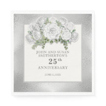 Silver White Flowers 25:e Bröllop-årsdagen