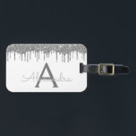 Silver White Glitter Gnistra Monogram Namn Bagagebricka<br><div class="desc">Luxury Silver och White Dripping Glitter och Gnistra Monogram Namn och Initial Luggage Tag. Den här väskan är perfekt för Bröllop eller Bachelorette Party,  Möhippa Favor,  Honeymoon,  Back to school,  Beauty Salon Work eller Traveling.</div>