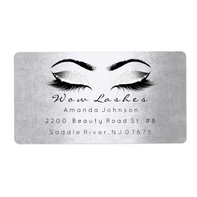 Silver White Grått Glitter Makeup Lash Extension Fraktsedel (Framsidan)